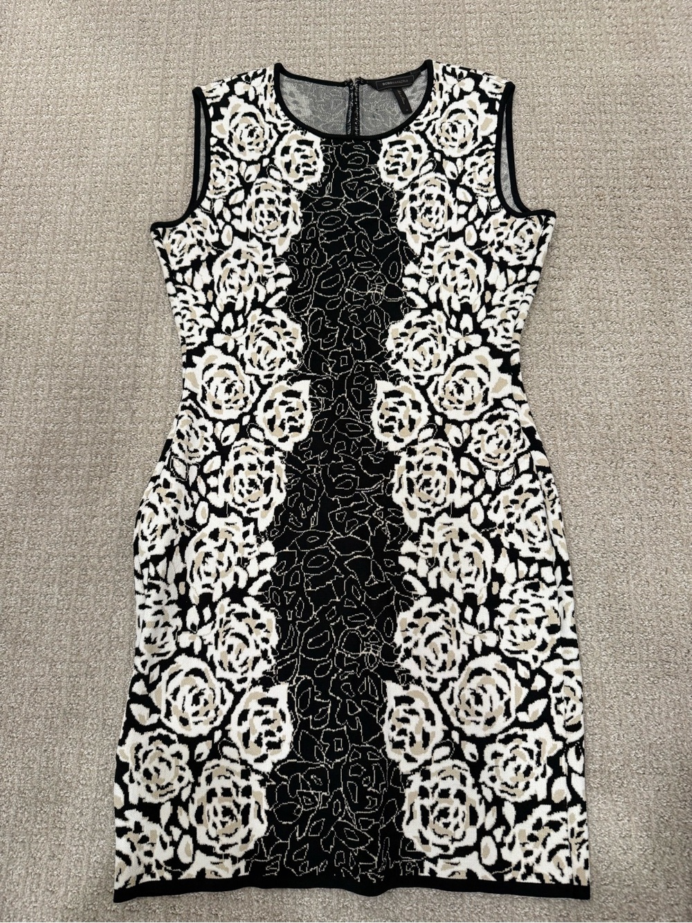 BCBGMaxAzria Black and White Floral Sheath Dress